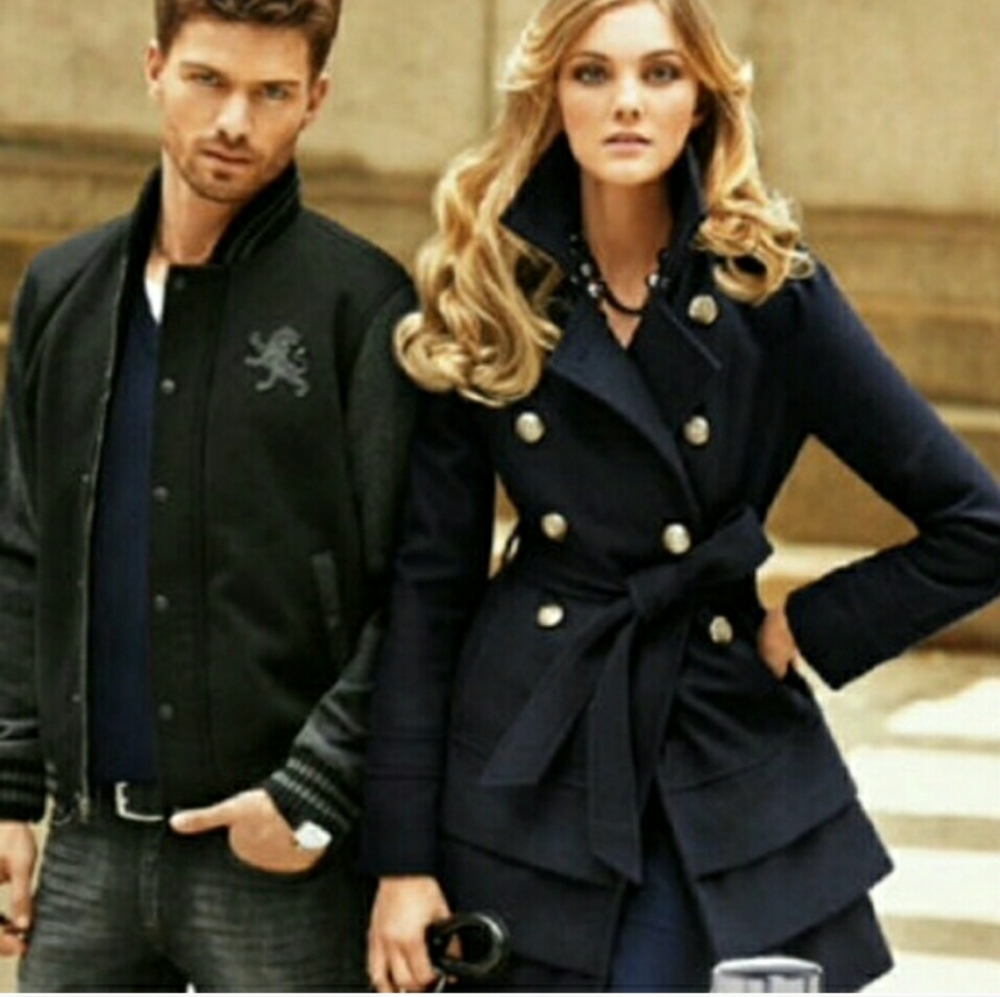 Express Double Breasted Peplum Peacoat